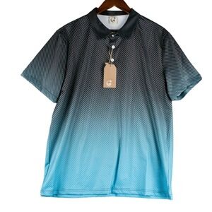 Hardaddy Mens L Polo Shirt Ombre Golf Performance Stretch Moisture Wicking